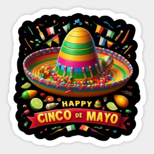 Happy Cinco de Mayo Fiesta Sombrero Sticker